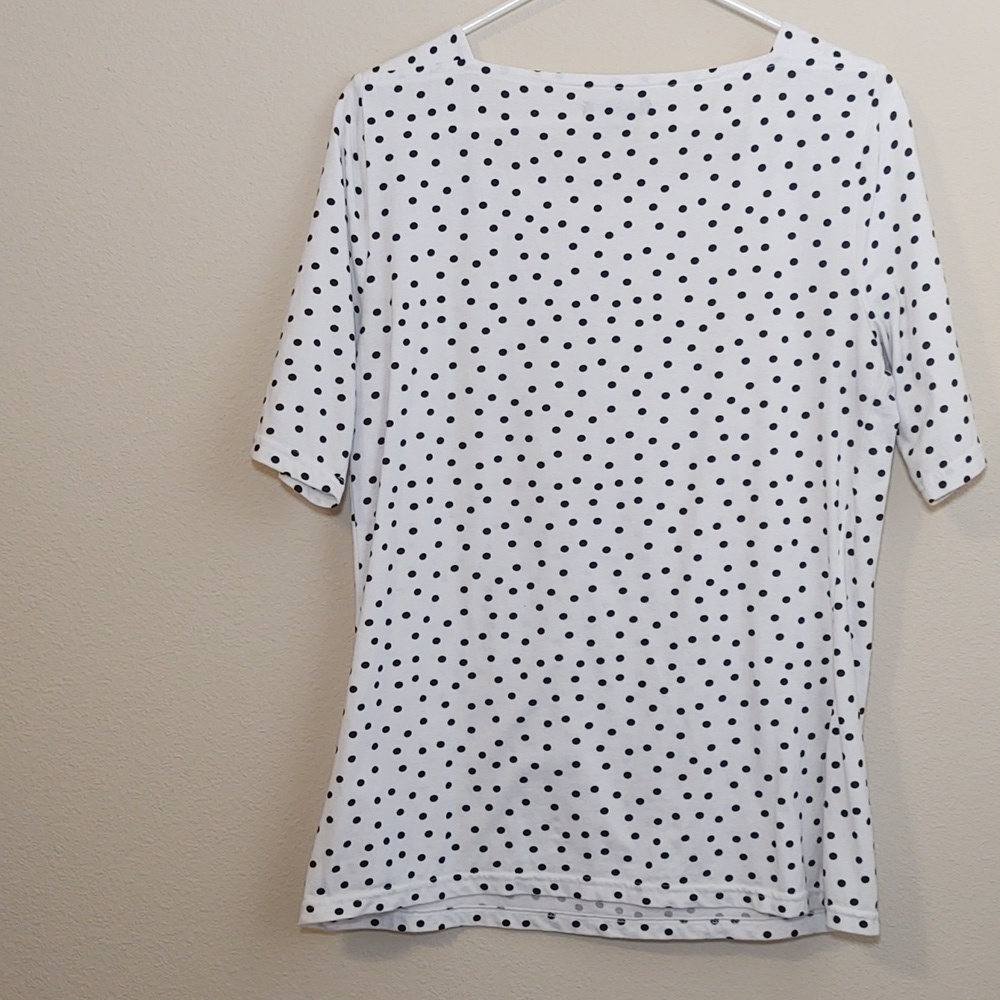Chaps Women's Short Sleeve Square Neck Cotton TShirt with Decorative Trim - Picture 4 of 7
